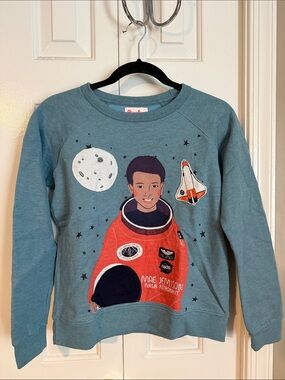 Piccolina Mae Jemison Astronaut Graphic Sweatshirt - Teal with Orange Accent